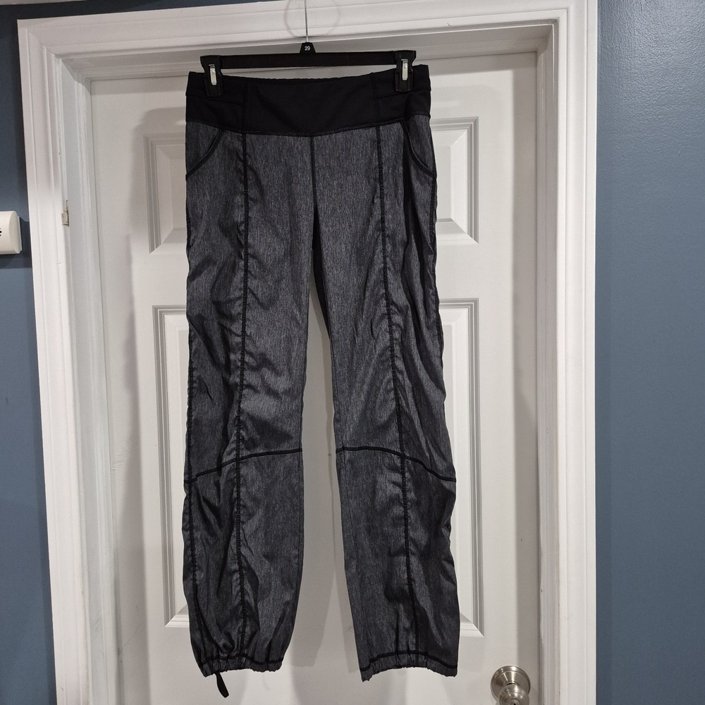Lucy Get Going Pants Womens Medium Gray Black Nylon Ruched Dance Hiking Outdoor